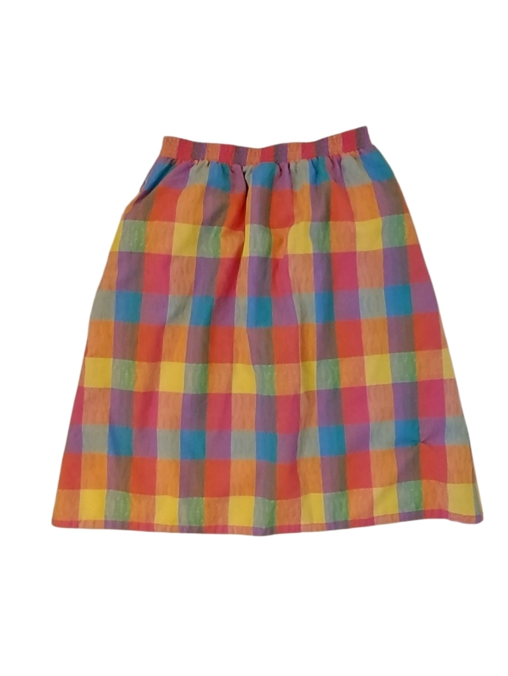 Bright Multicolor Plaid Button-Front Skirt - Picture 3 of 6